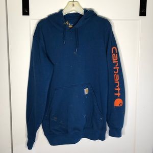 Carhartt Hoodie Size Medium Blue Orange